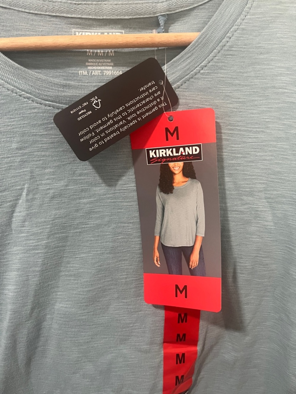 Kirkland Signature Aqua Crewneck Long Sleeve Top - Picture 2 of 9